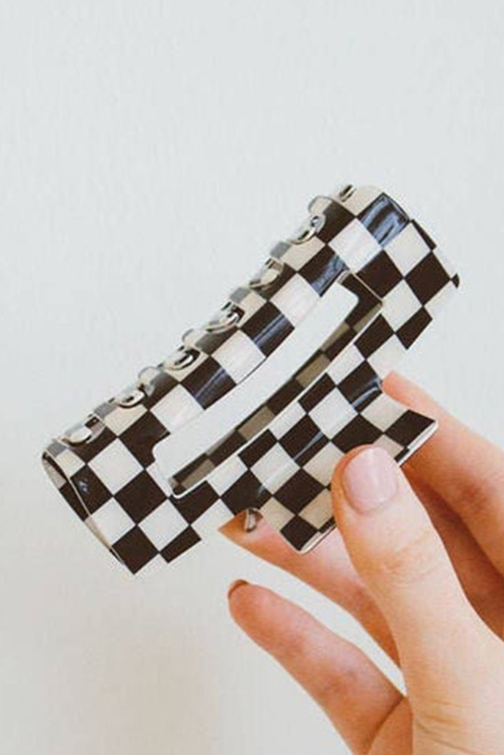 Black Checkered Print Hair Clip