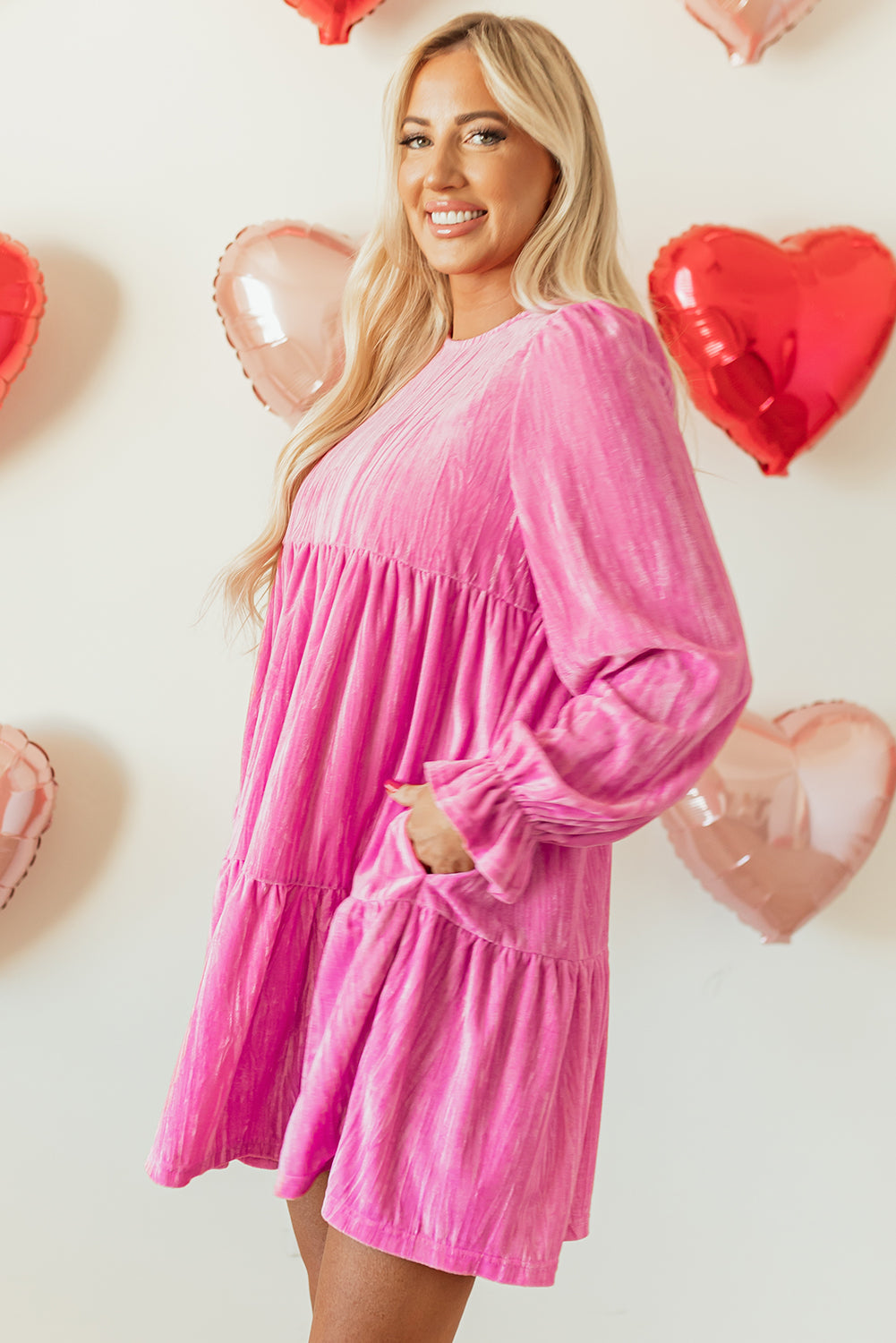 Strawberry Ruffled Velvet Dream Dress