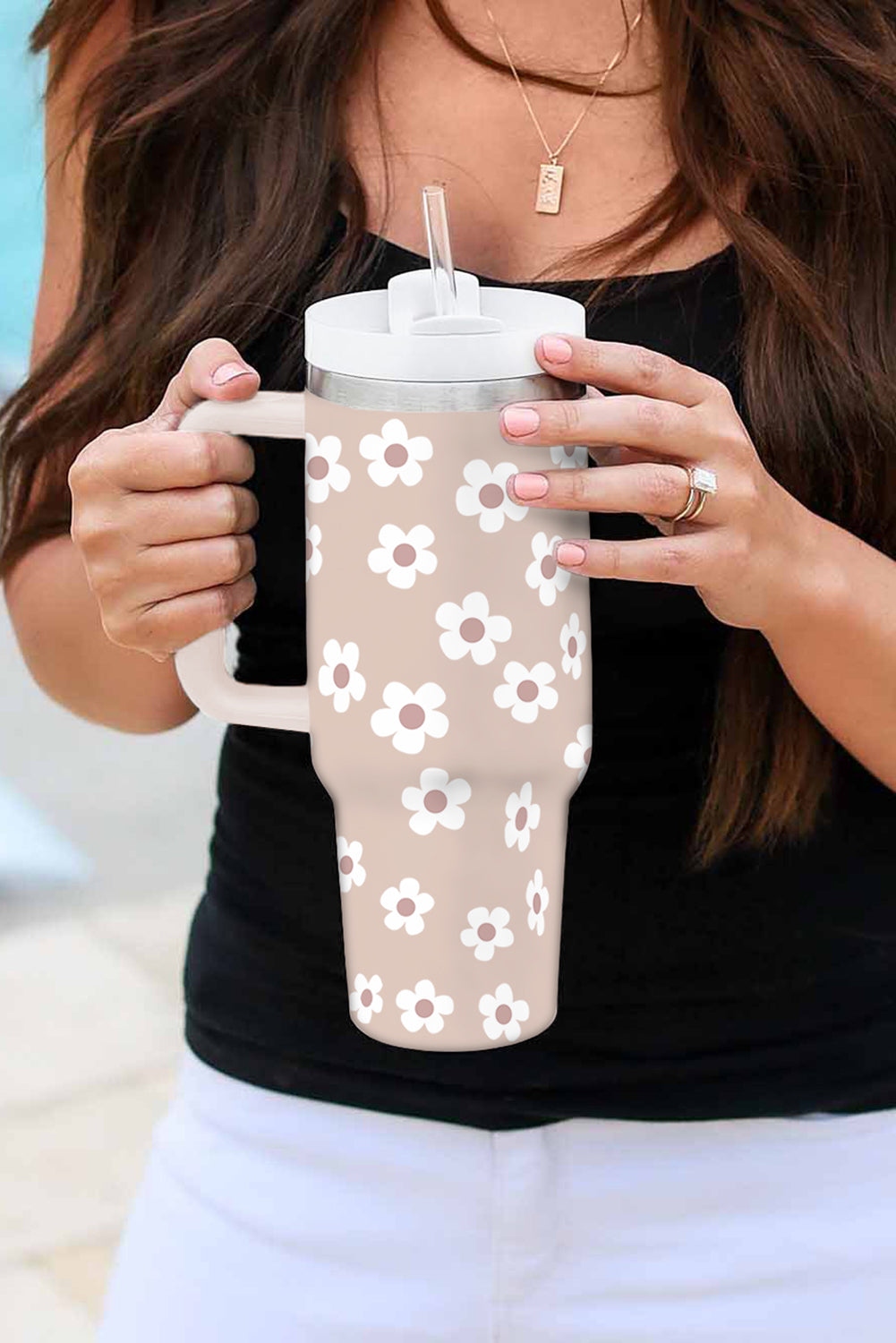 Parchment Floret Print Tumbler
