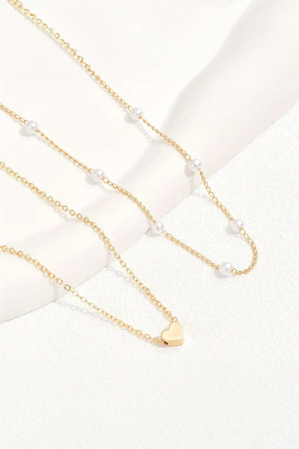 Gold  Heart and Pearl  Layered Necklace