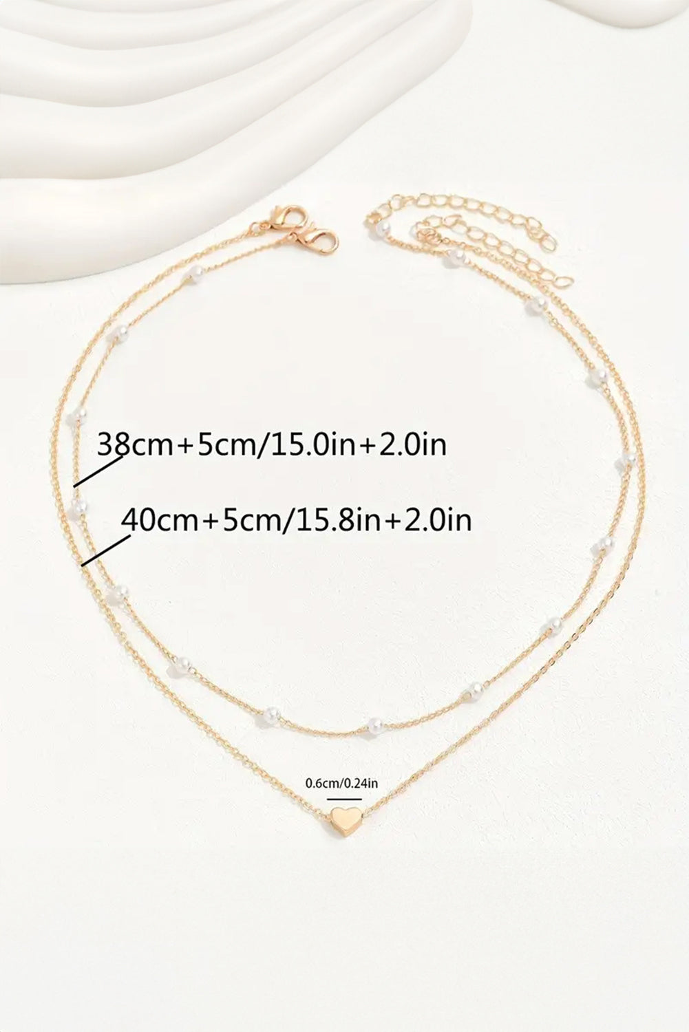 Gold  Heart and Pearl  Layered Necklace