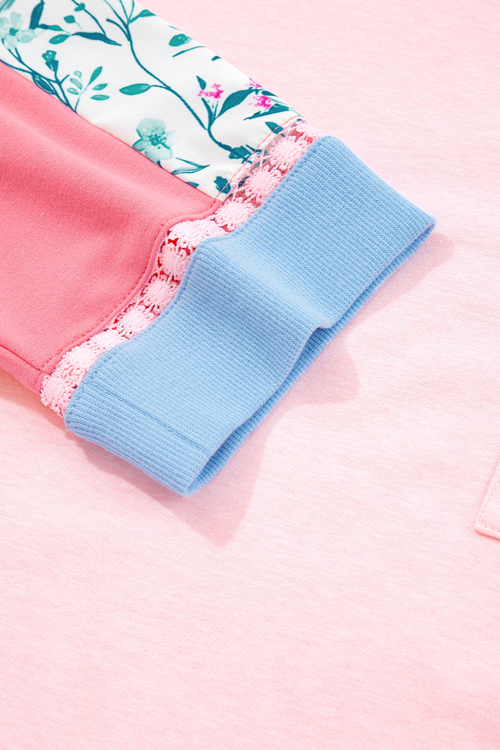 Light Pink Patchwork Long Sleeve Top