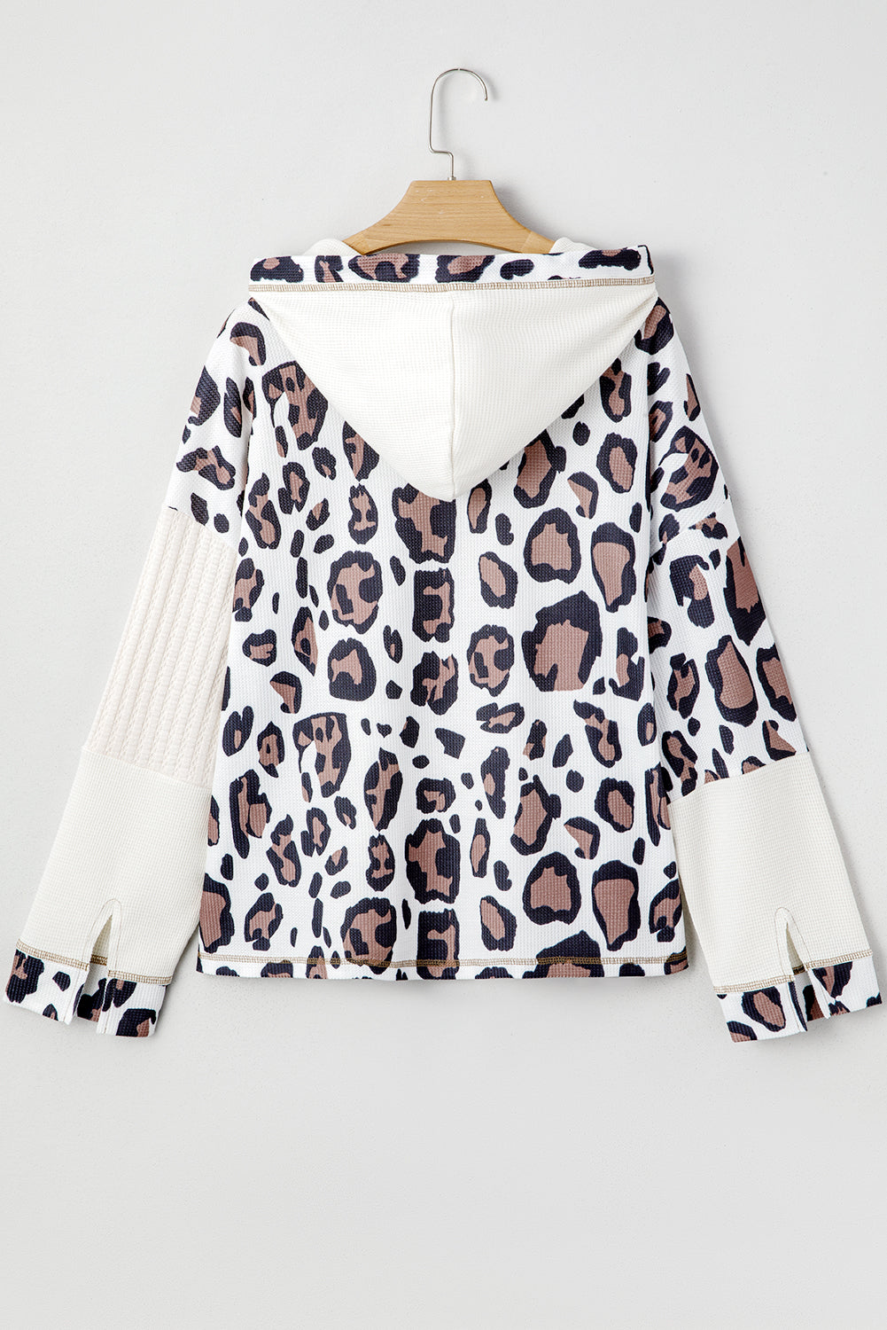 Apricot Oversized Leopard Patchwork Hoodie