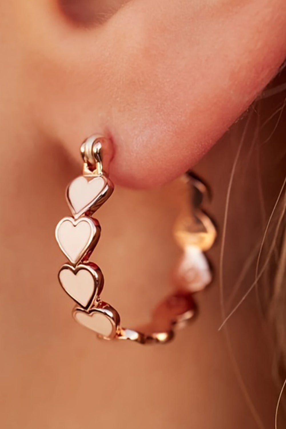 White Heart Plated Small Hook Earrings