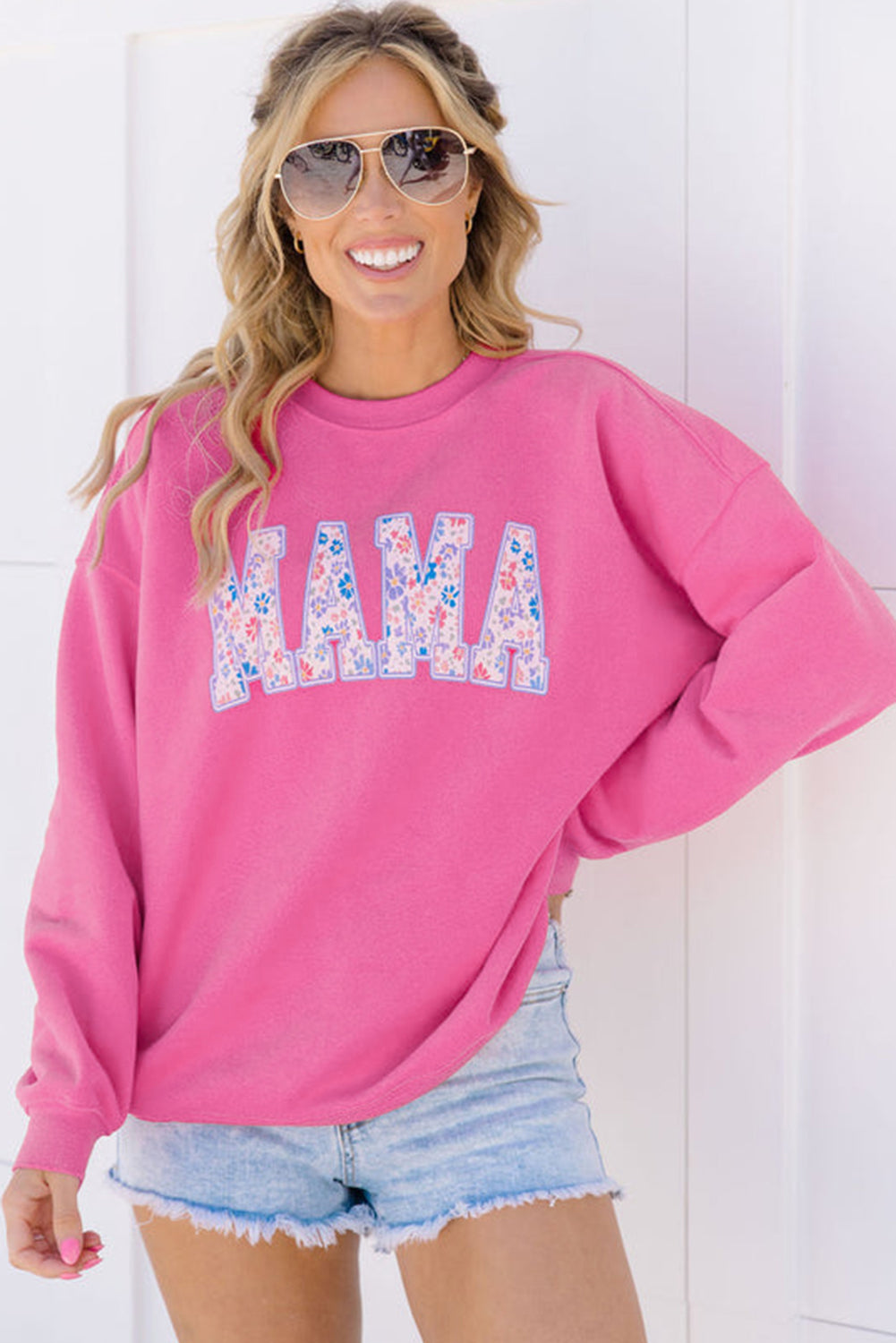 Rose MAMA Embroidered Pullover