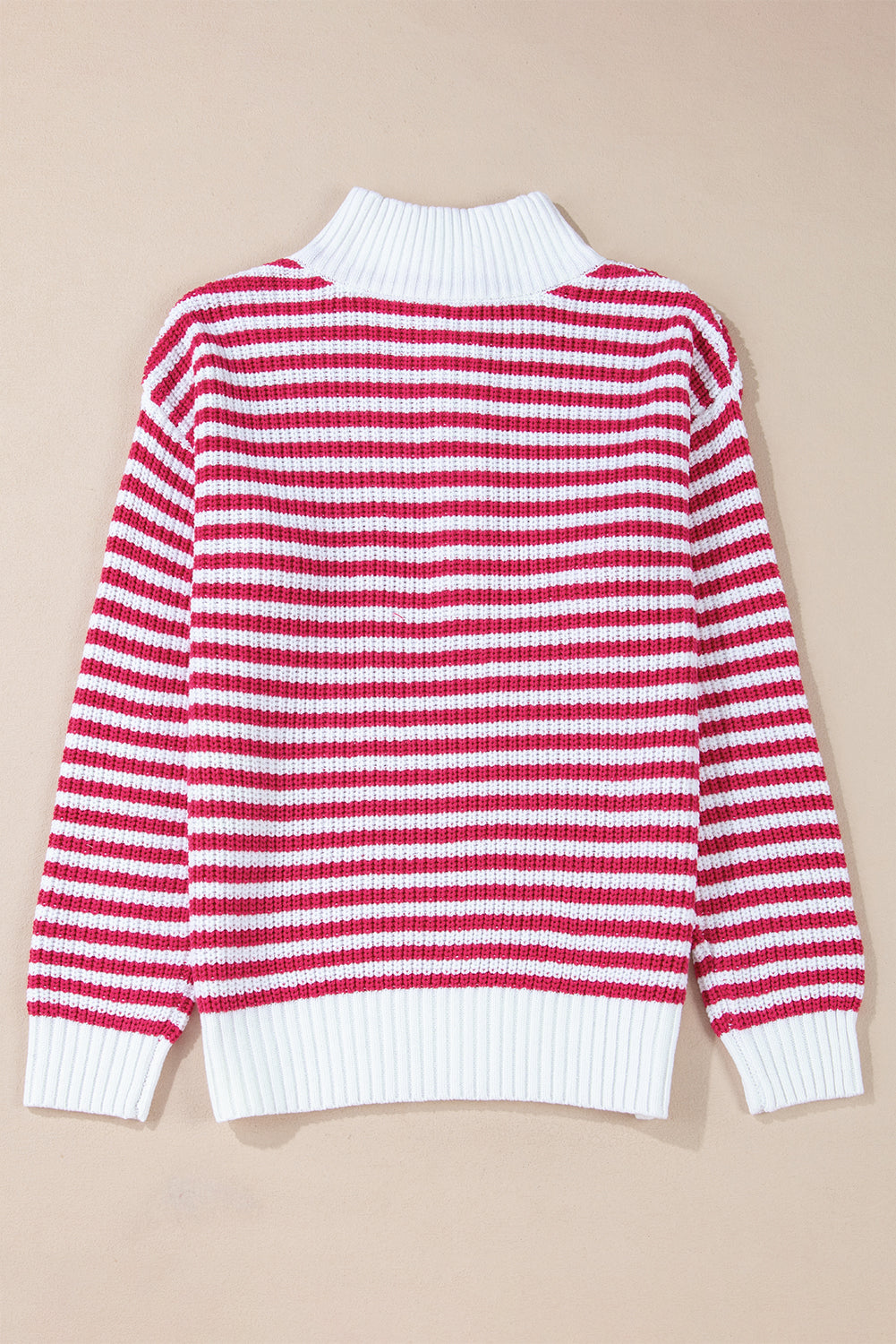 Stripe Zip up Collar Sweater