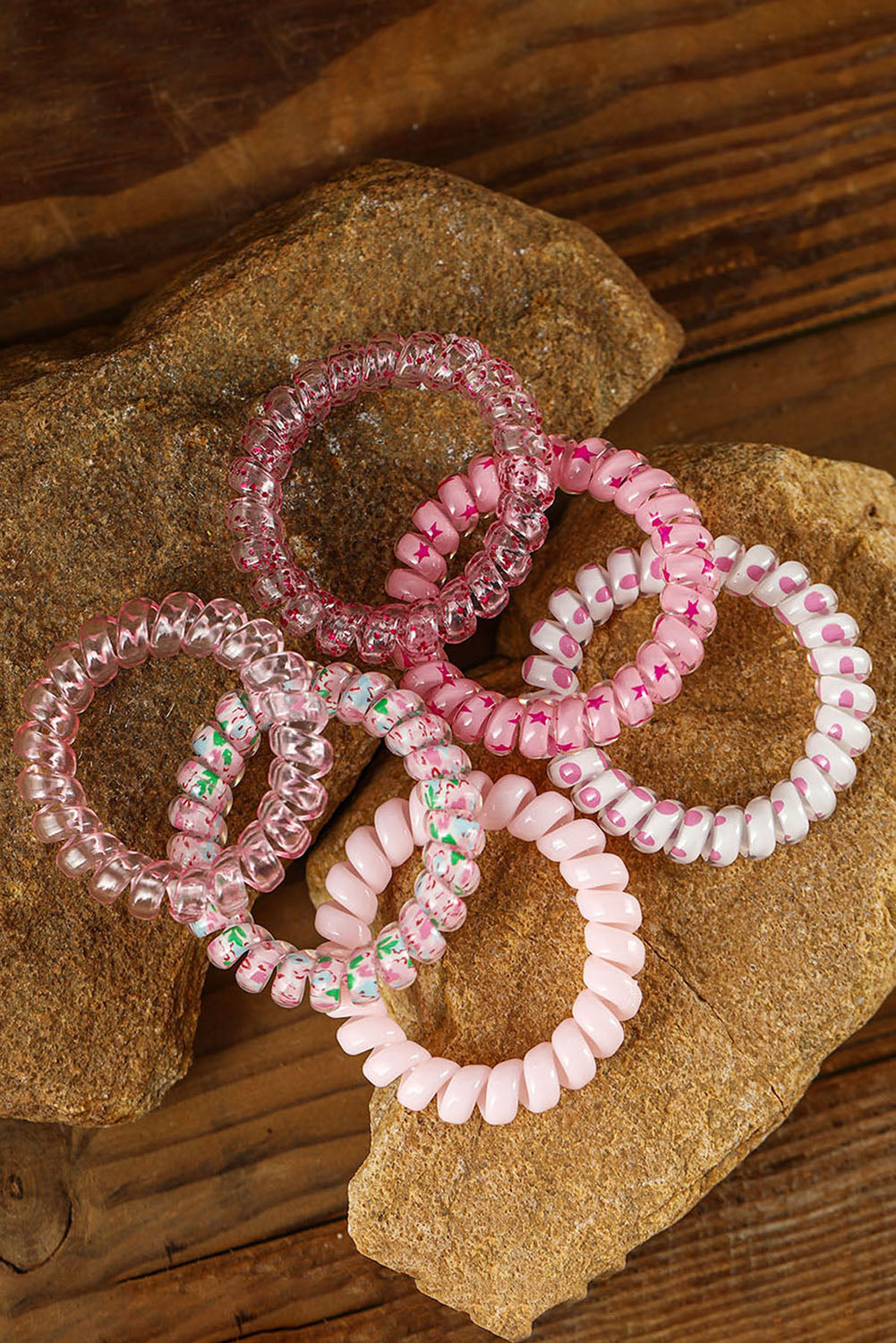Pink Cute Starry Dotty Scrunchie Set