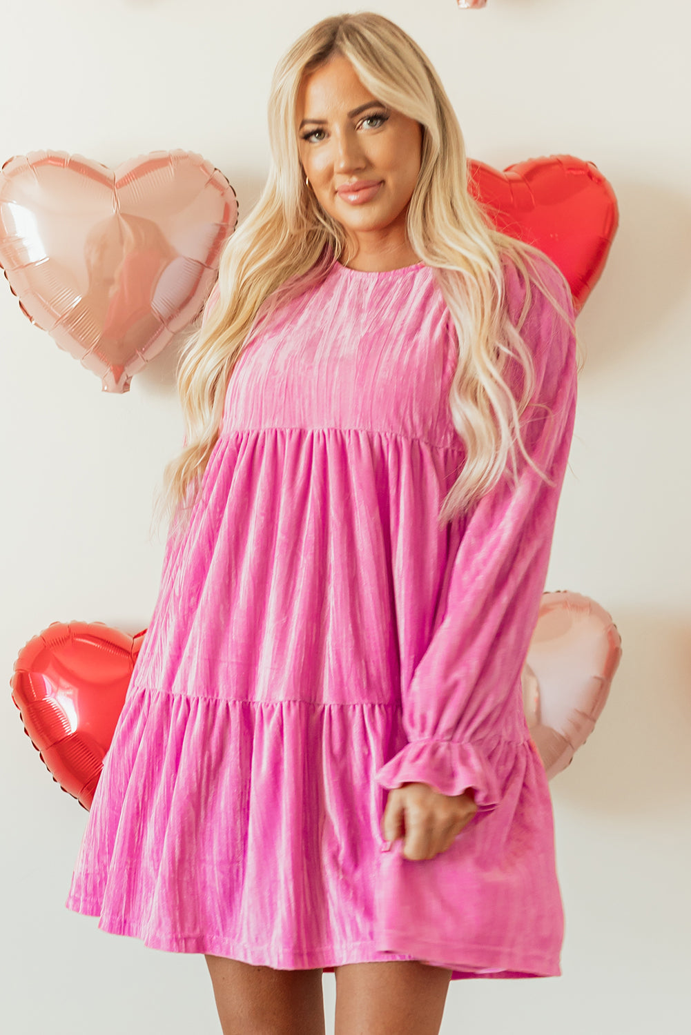 Strawberry Ruffled Velvet Dream Dress