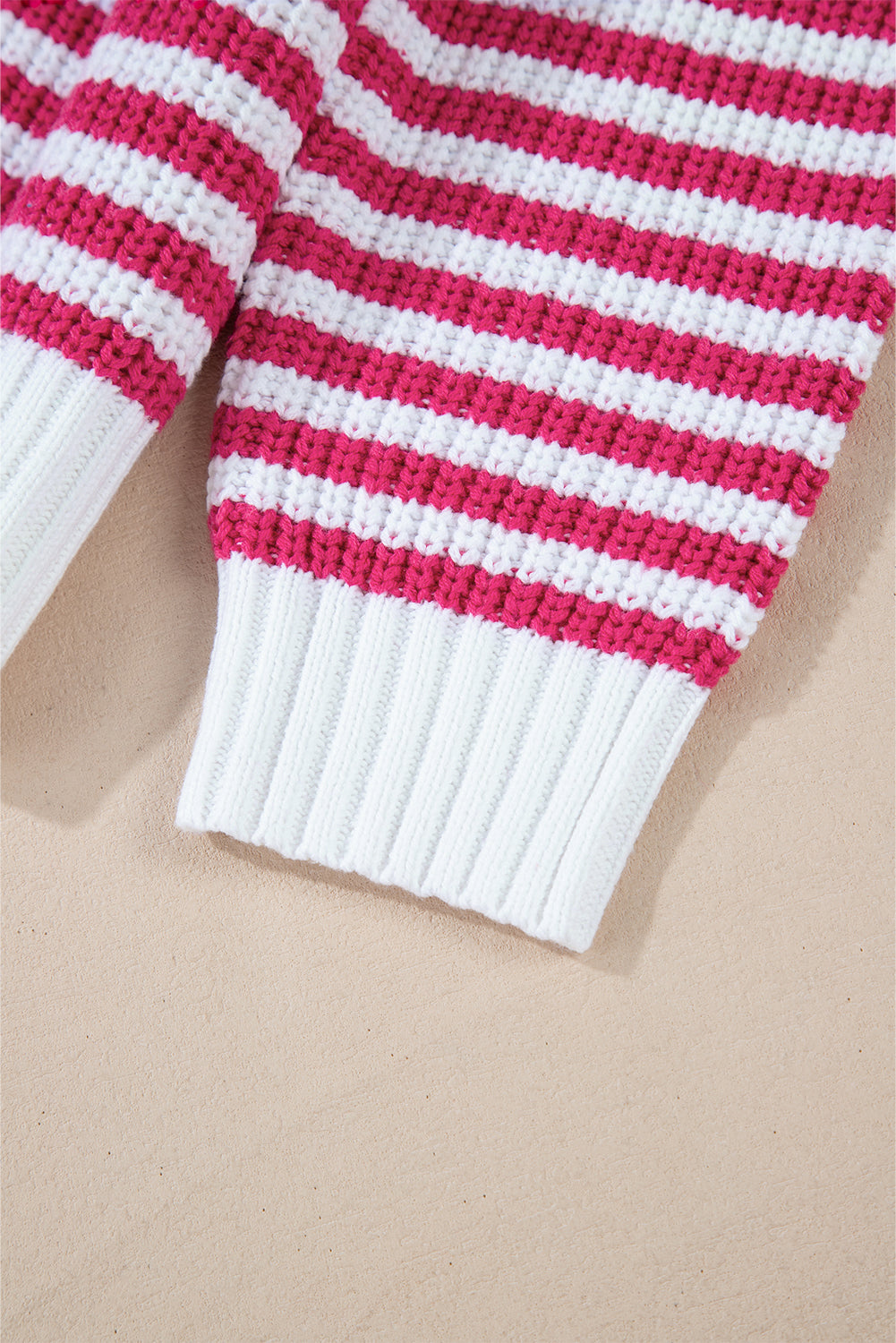 Stripe Zip up Collar Sweater