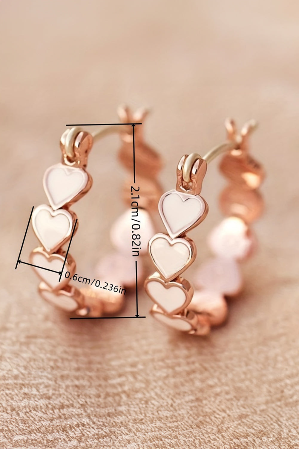 White Heart Plated Small Hook Earrings