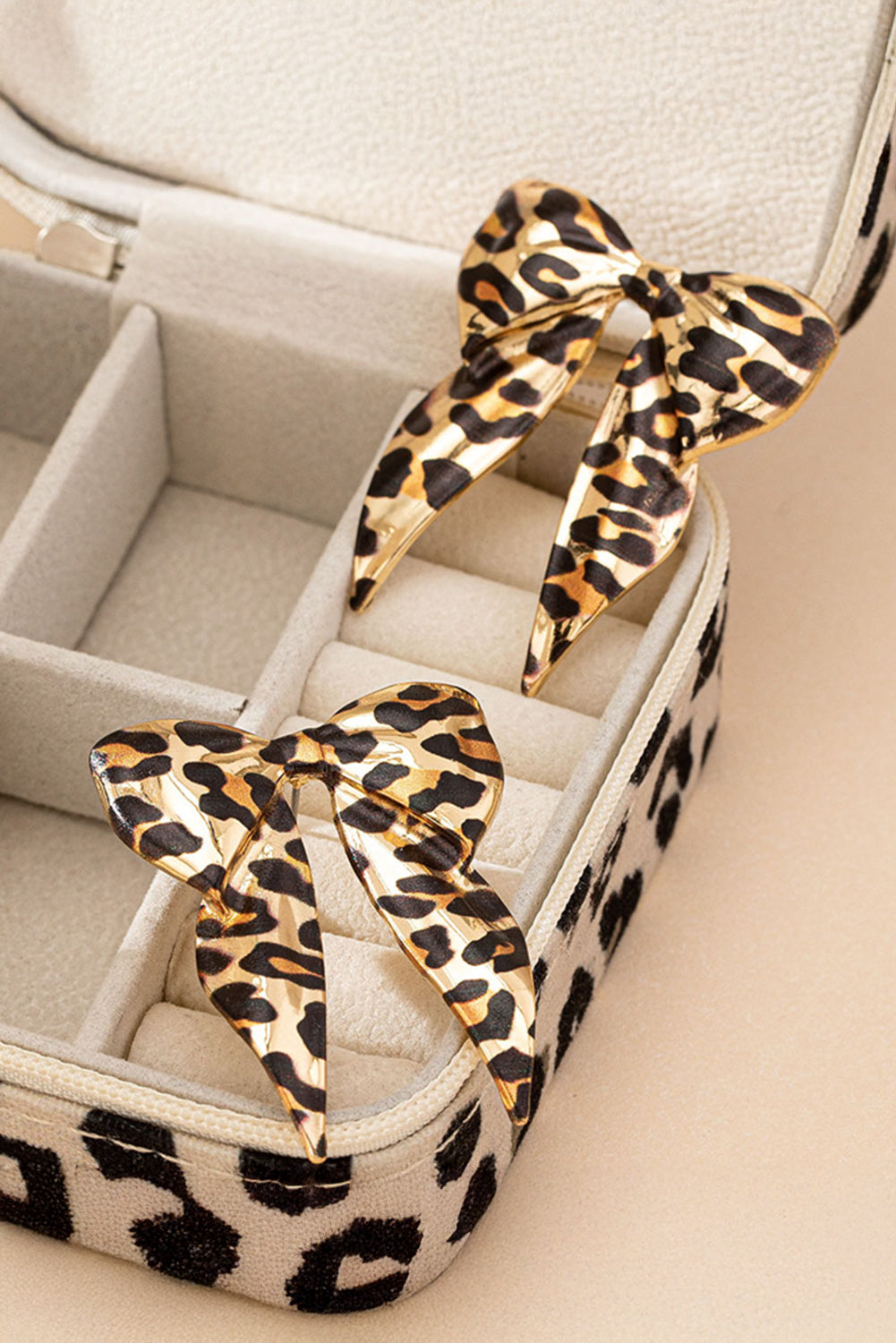 Gold & Leopard Print Bow Earrings