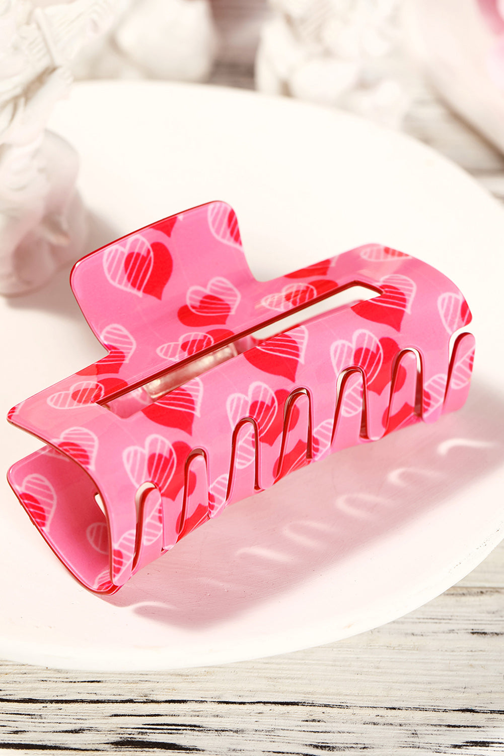 Pink Double Heart Hair Claw
