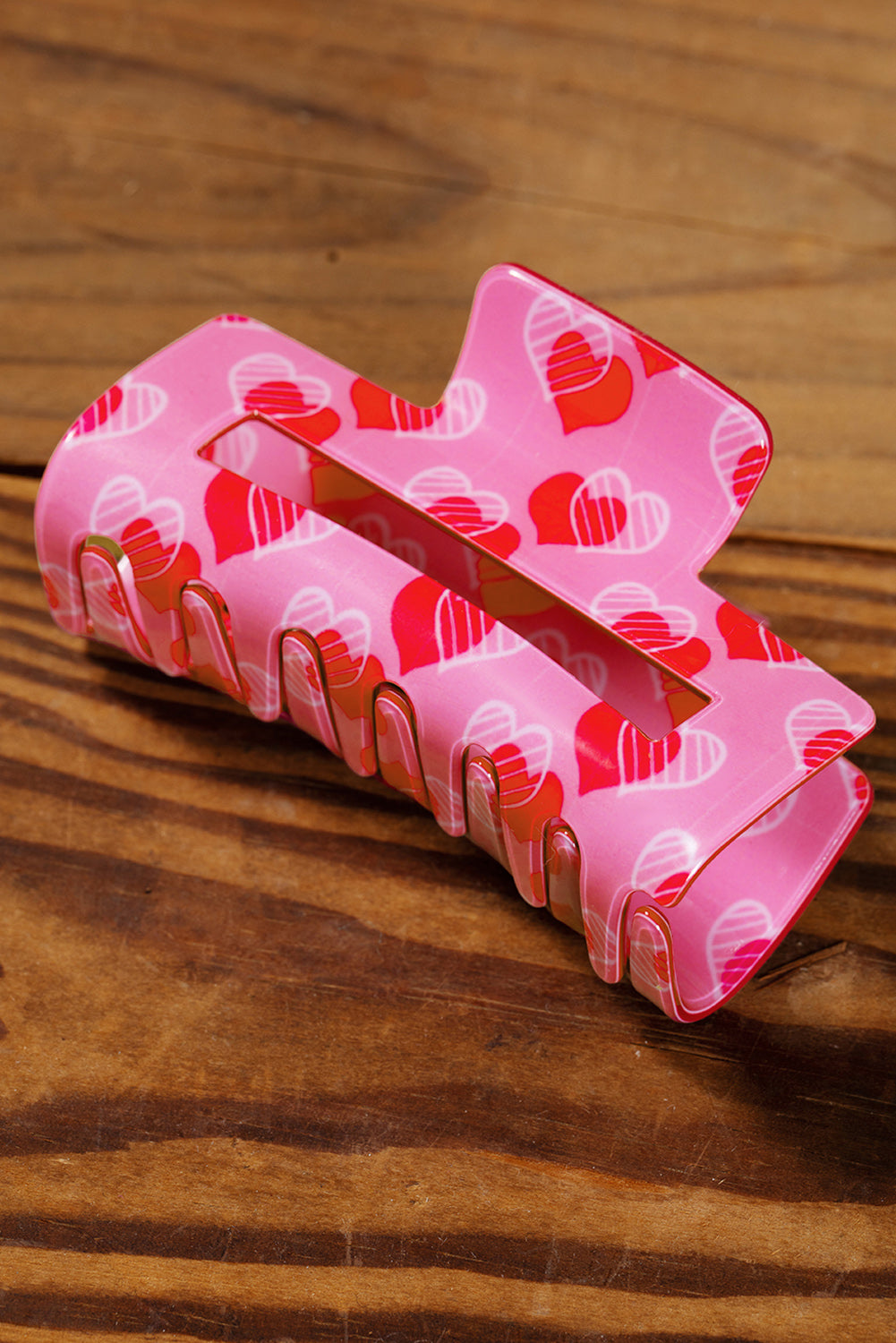 Pink Double Heart Hair Claw