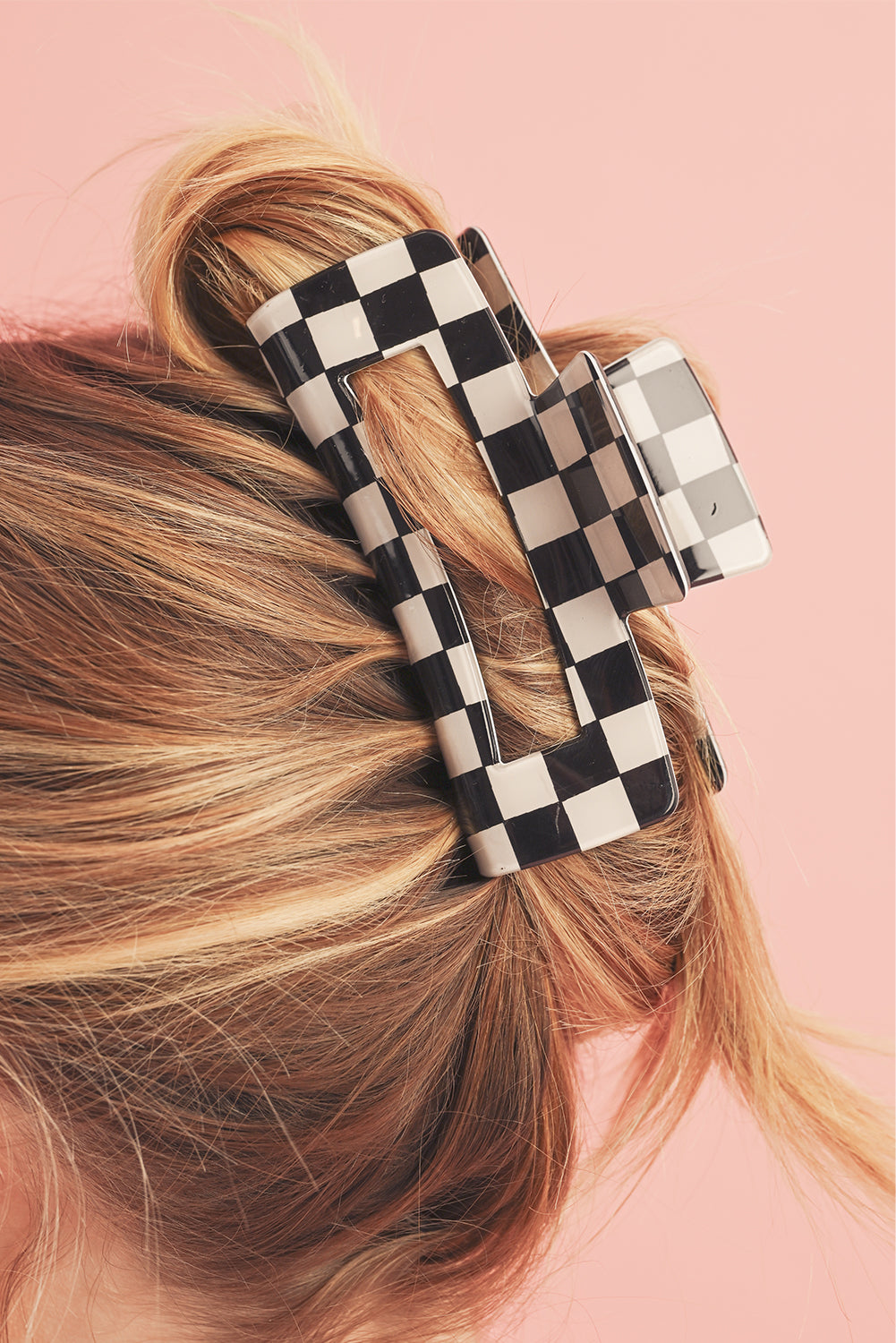 Black Checkered Print Hair Clip