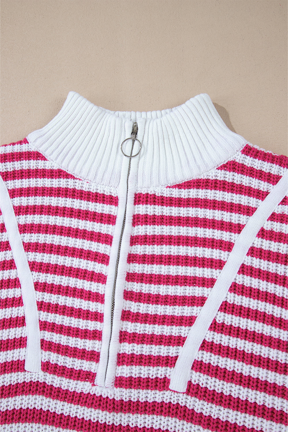 Stripe Zip up Collar Sweater