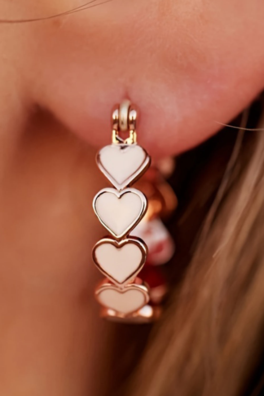 White Heart Plated Small Hook Earrings