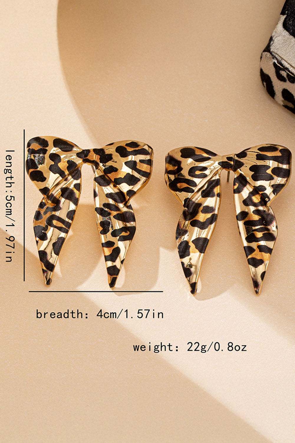 Gold & Leopard Print Bow Earrings
