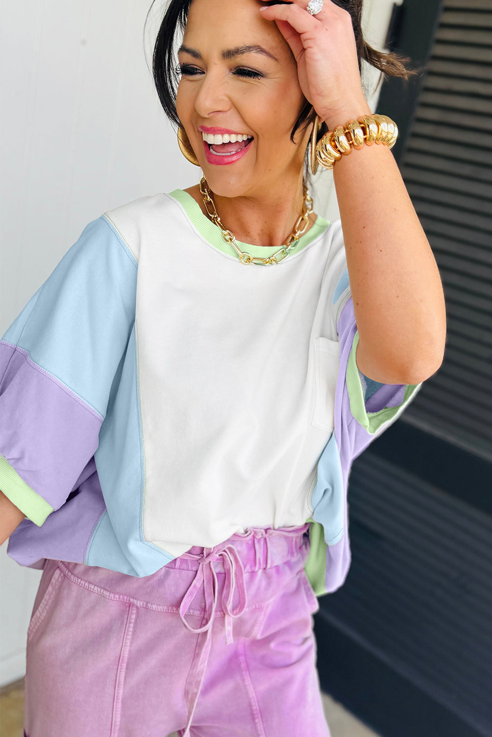 Sunny Stitch Colorblock Tee
