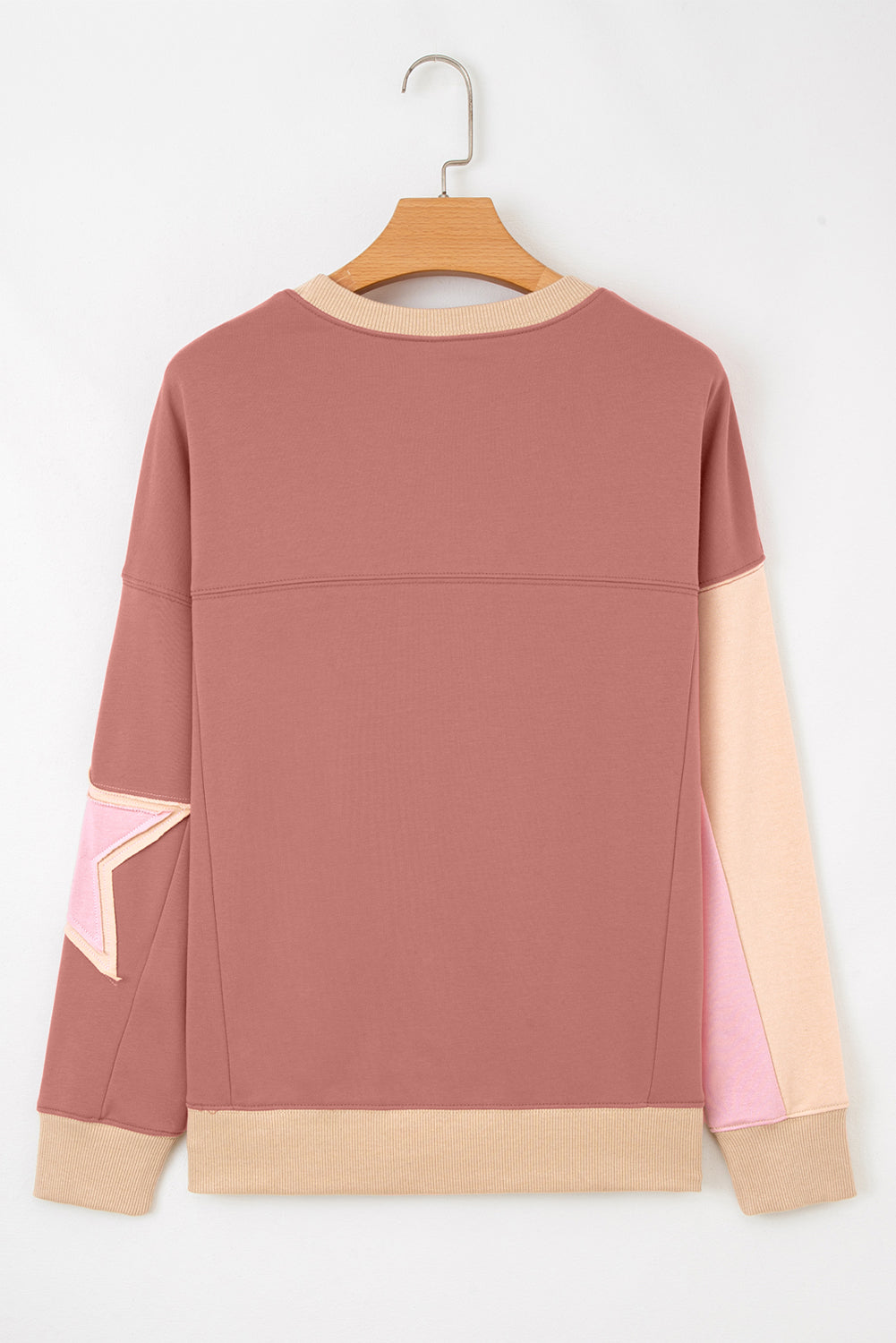 Rose Pink Star Patchwork Sweatshirt