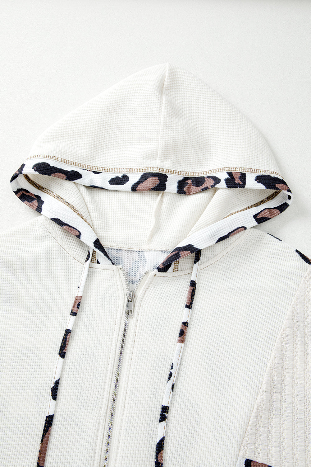 Apricot Oversized Leopard Patchwork Hoodie