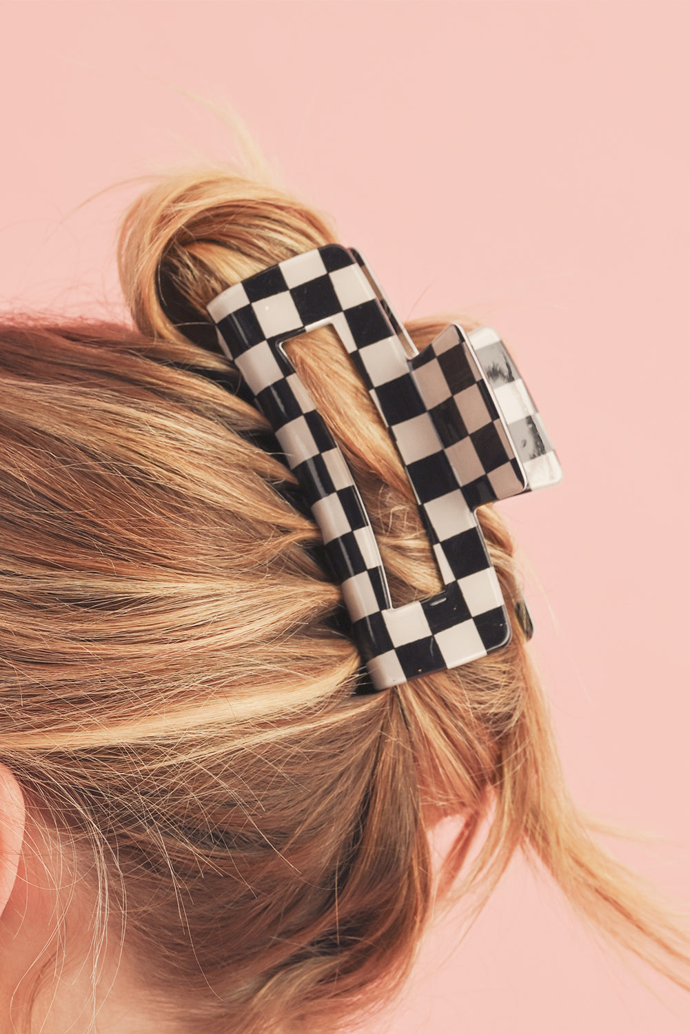 Black Checkered Print Hair Clip