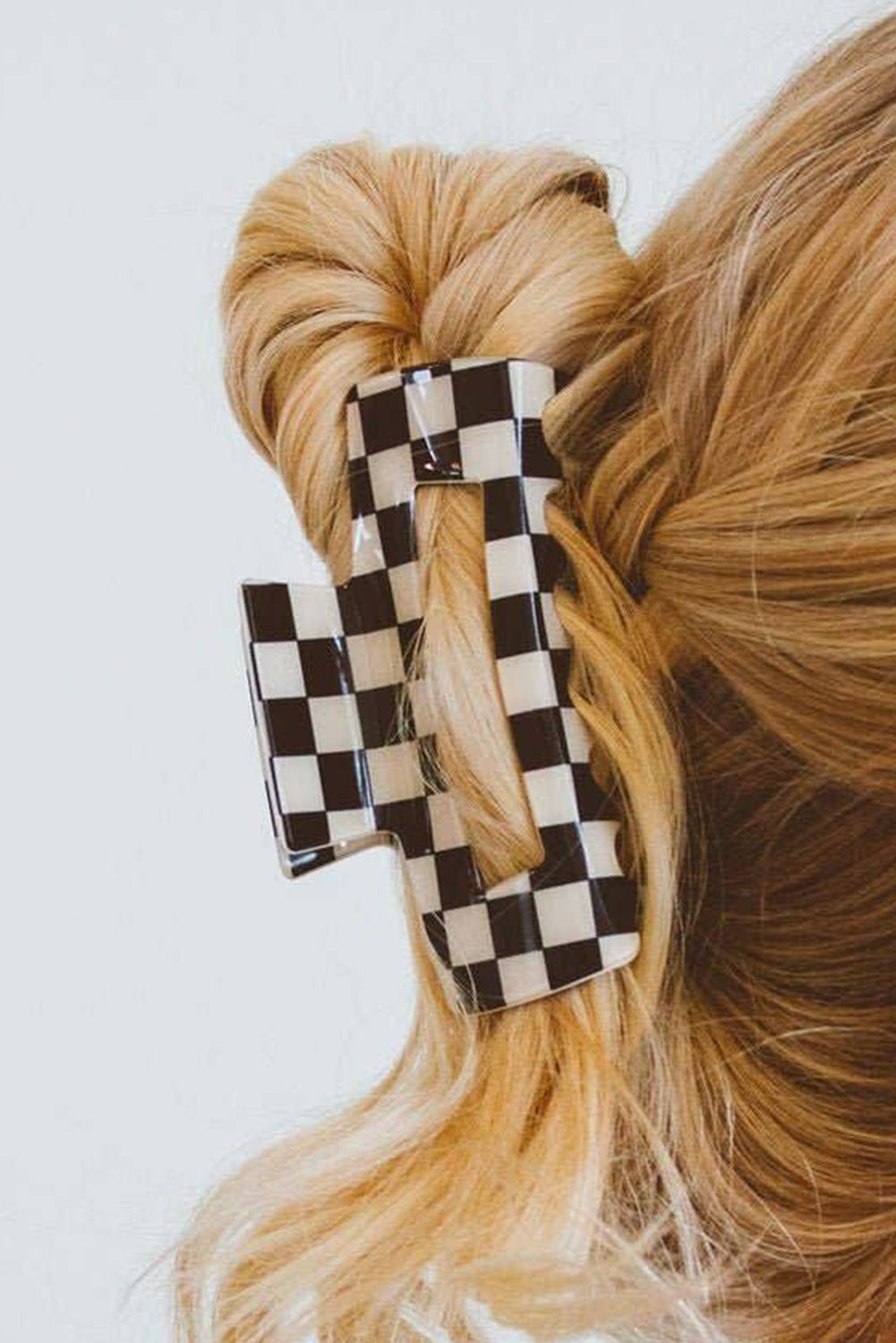 Black Checkered Print Hair Clip