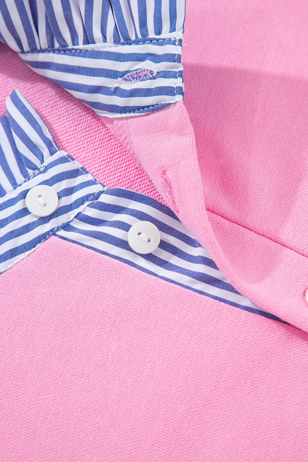 Bonbon Striped Collar Patchwork Puff Sleeve Sweatshirt