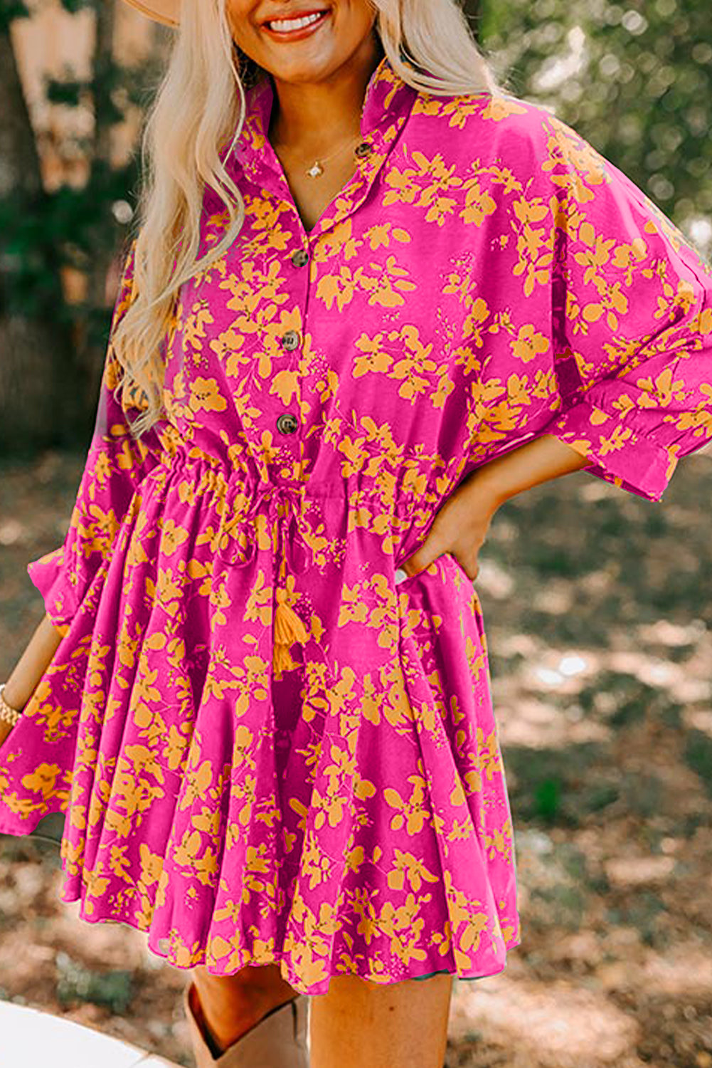 Blush Bloom Drawstring Dres