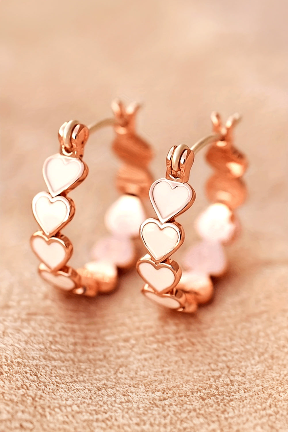 White Heart Plated Small Hook Earrings