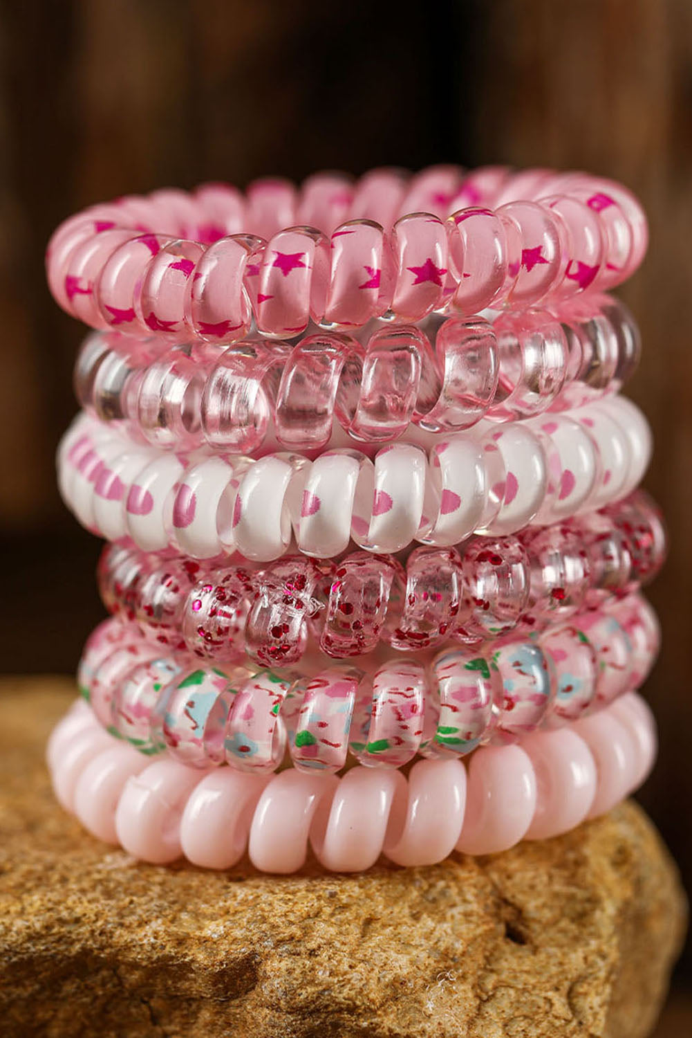 Pink Cute Starry Dotty Scrunchie Set