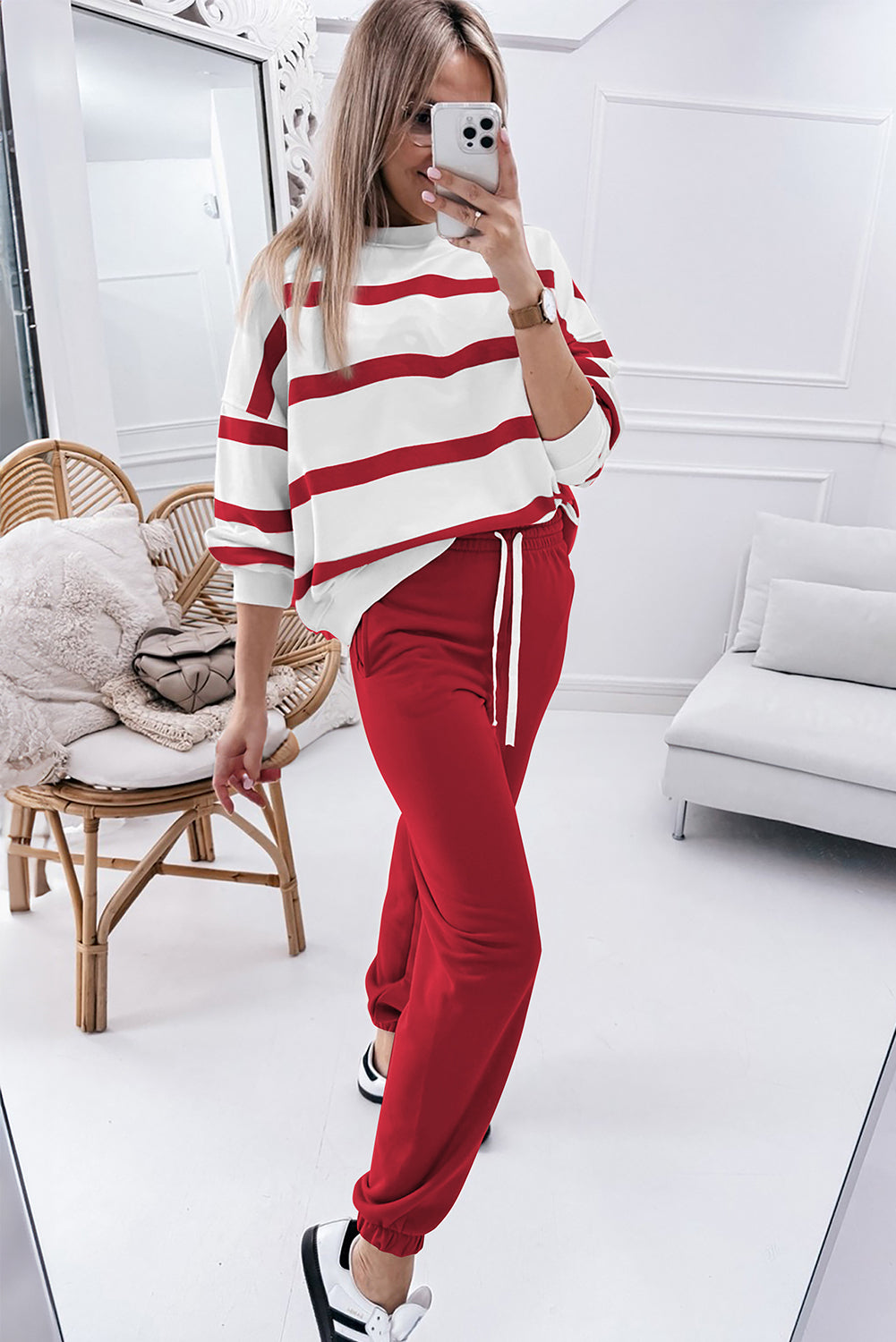 Stripe Pullover and Jogger Pants Set