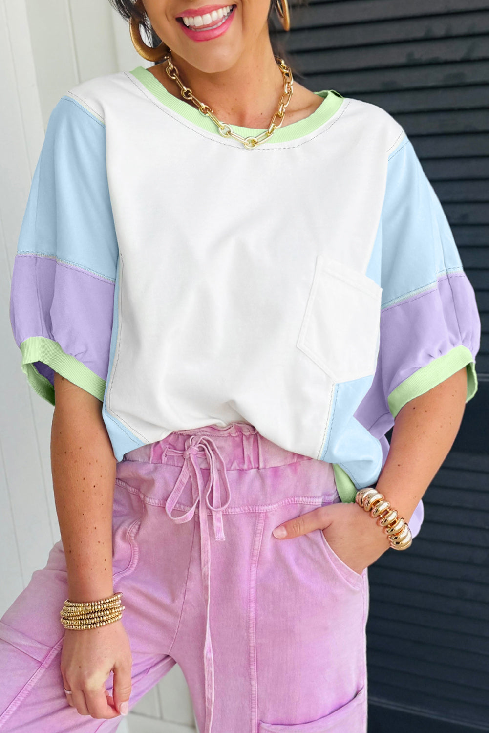 Sunny Stitch Colorblock Tee