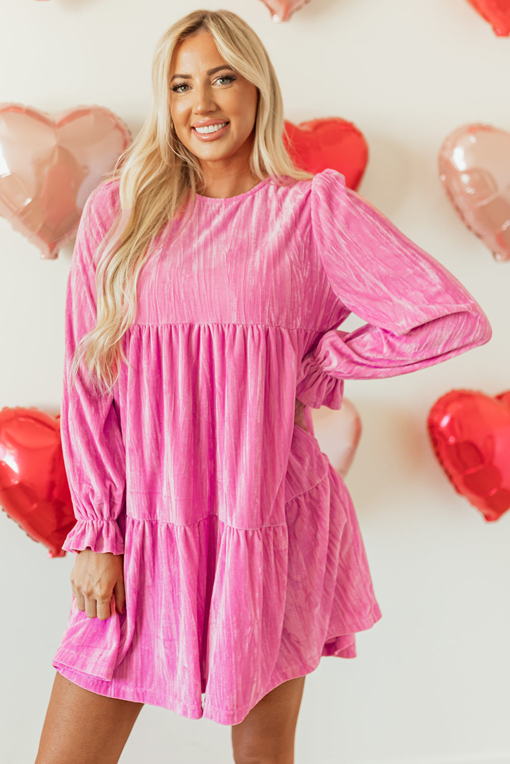 Strawberry Ruffled Velvet Dream Dress